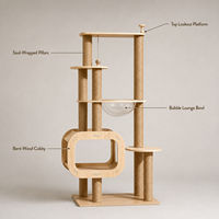 Arbre à chat tout-en-un avec capsule spatiale, tour pour chat d'intérieur pour chats grands et petits