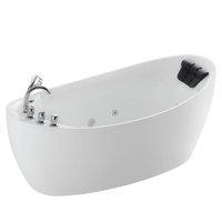 Baignoire de massage autoportante ovale moderne en acrylique blanc avec jets et robinet pour salle de bain