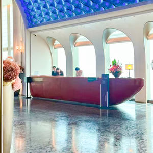 Mostrador de Recepción Personalizado de Cuarzo Rubí Rojo Natural Semiprecioso para Vestíbulo de Hotel, Barra de Bar, Oficina de Ventas - Product Image 4