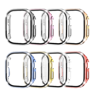 เคสพีซีติดเพชรอิเล็คโทรเพลทสำหรับแอปเปิ้ลวอทช์ S10 <span class=keywords><strong>S8</strong></span>ขนาด41มม. 49มม. 40มม. 44มม. 42มม. 46มม. บั๊มเปอร์กระจกนิรภัยแบบอัลตร้าบั๊มเปอร์ - Product Image 2