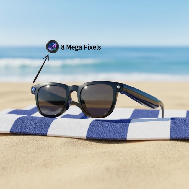 Custom Smart Sunglasses with Hidden Camera Support and Stereo Earphones Consumer Electronics