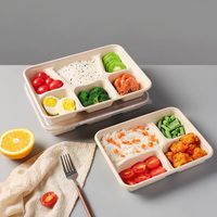 Boîte à lunch biodégradable, emballage pour la restauration rapide, conteneur alimentaire à 6 compartiments, assiette jetable pour restaurant