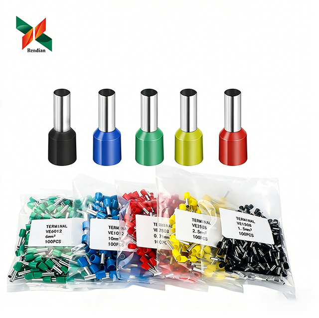 Copper Insulation Wire Terminal E and VE Type Connectors Ring and Crimp Type Brass Cable Terminals-Plug-In Pins Splice Type