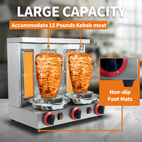 Nouvelle machine à shawarma et kebab en acier inoxydable pour usage commercial, 3 chauffages, 2 rouleaux, GPL, BBQ, hôtel, restaurant, COOKAID