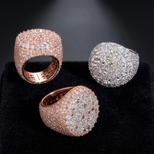 Bague pour homme en argent sterling 925 plaqué or, sertie pavé de moissanite taille brillant rond, style hip-hop, bijoux de mariage et de fête - Product Image 3