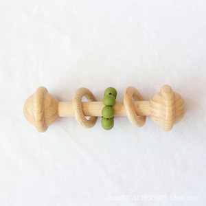 Juguete de peluche más vendido, sonajero de mano, mordedor de madera masticable para bebé con cuentas de silicona, mordedor de roedores - Product Image 5