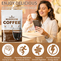 Poudre de café aux champignons AegleWell, mélange de 10 superaliments, 300 g, naturel, sans gluten et sans soja, boost d'énergie