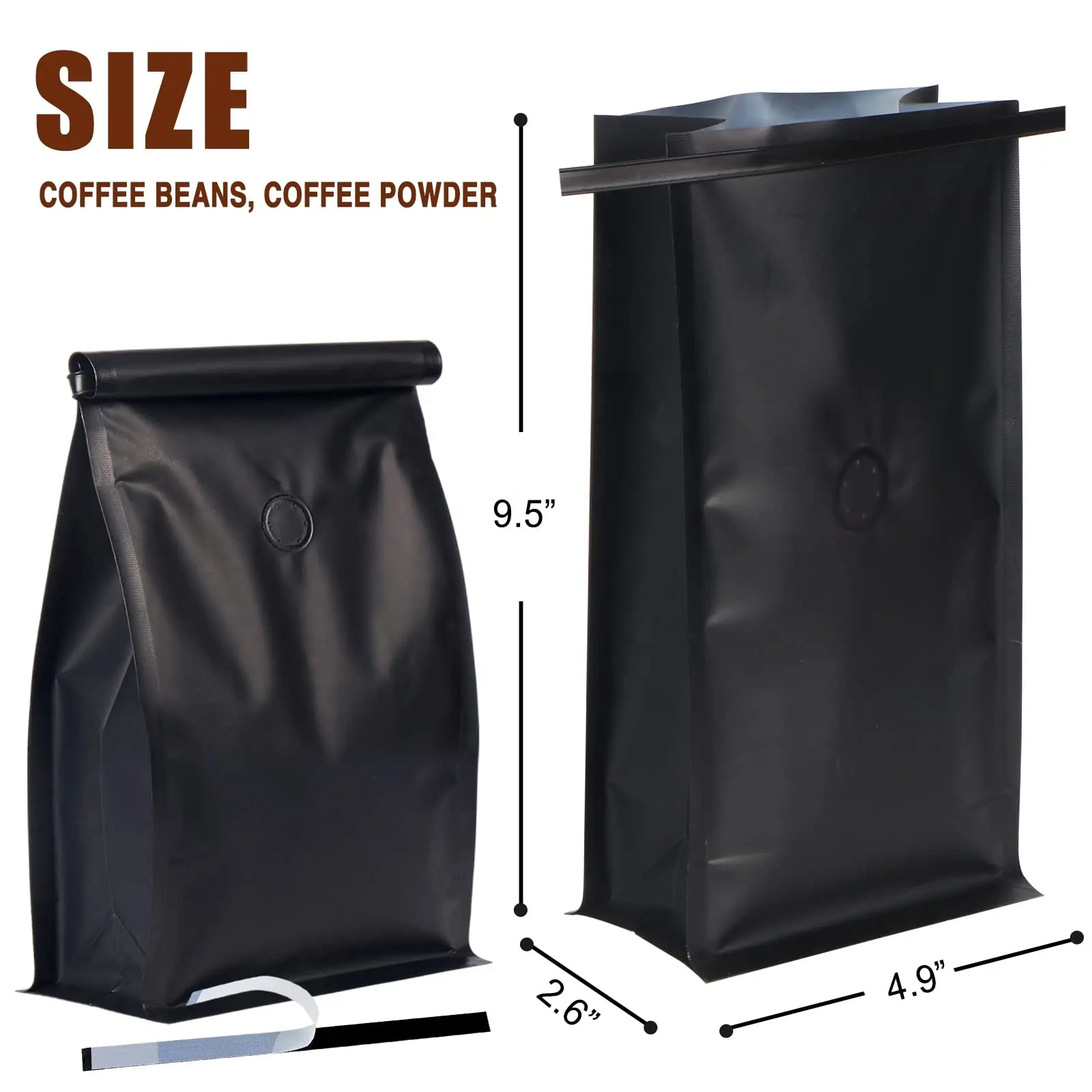 Saco de embalagem de grãos de café com válvula, saco de papel alumínio com vedação de oito lados à prova de umidade para embalagem de chá e café com impressão personalizada