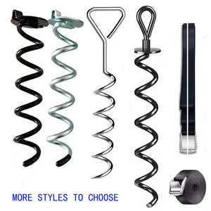 16 Inch Spiral Dog Tie Ground Anchor Kit 18 Inch Heavy Duty Trampoline Anchors With Puller Strap