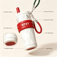 Mug de voyage personnalisé OEM en acier inoxydable avec manchon en silicone à motif serpent, couvercle à paille et isolation à double paroi