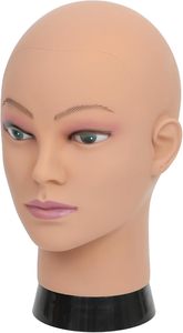 Testa di Manichino Femminile Calva per Cosmetologia, Capelli Umani 52cm, per Realizzazione e Esposizione Parrucche, Manichino in Polistirolo per Acconciature - Product Image 2