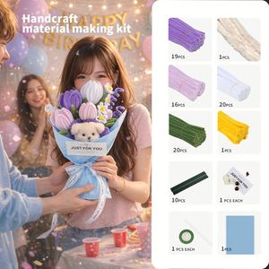 Paquete de Material Creativo: Limpiapipas de Peluche Surtidos, Ojos de Peluche, Pegamento y Tarjetas de Envoltura para Creaciones Infinitas - Product Image 3