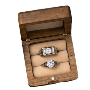 Caja de Joyería de Madera Maciza con Logotipo Grabado Personalizado, Almacenamiento Compacto y Portátil para Anillos, Pendientes, Collares y <span class=keywords><strong>Gemelos</strong></span> - Product Image 2