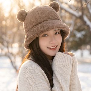 หมวกไหมพรมขนฟูนุ่มน่ารักสำหรับฤดูใบไม้ผลิและฤดูใบไม้ร่วง ผลิตตามสั่งขายส่ง วัสดุขนสัตว์และผ้าไหม เหมาะสำหรับกิจกรรมกลางแจ้ง ปั่นจักรยาน และใช้ในชีวิตประจำวัน - Product Image 6