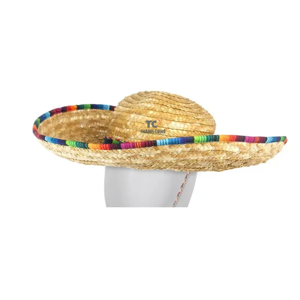 Bán sỉ sombrero hat với serape TRIM mũ rơm cho cinco de mayo, Mexican serape trang phục