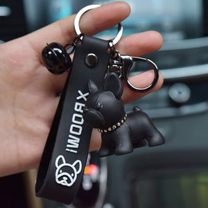 Classic French Punk Bulldog Keychain Men Car <b>Key</b> <b>Ring</b> <b>Key</b> Chain PU Leather Dog Keychains for Women Bag Charm Trinket - Product Image 3