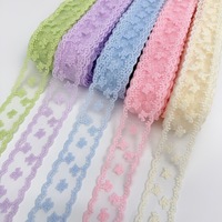 En gros, Ruban de dentelle en maille de soie de lait à double bordure de 4 cm, couleur pastel, brodé, pour robe, bandeau, artisanat DIY, luxe