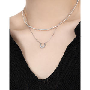 <span class=keywords><strong>Collier</strong></span> en argent pur S925 pour femmes, design de <span class=keywords><strong>lune</strong></span> inversée en diamant, é<span class=keywords><strong>l</strong></span>égant et haut de gamme - Product Image 2