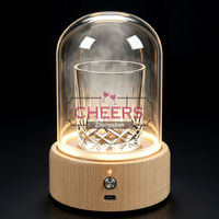 Fumoir électrique rechargeable avec dôme en verre, kit de fumage pour cocktails et whisky, coffret cadeau LED pour bar