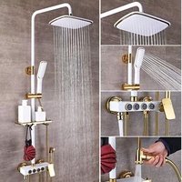 Système de douche en aluminium spatial de qualité supérieure pour salle de bain, avec ensemble de douche à 4 fonctions doré, robinet de douche mural pour salle de bain