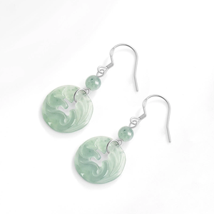 Pendientes de jadeíta natural auténtica de grado A, diseño de zorro de nueve colas azul agua, con plata S925 y jadeíta de grado hielo. - Product Image 3
