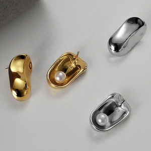 ICEBELA S925 plata esterlina Vintage asimétrica declaración hecha a mano oro perla mujeres <span class=keywords><strong>Bottega</strong></span> Stud pendientes - Product Image 1