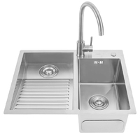 Évier de lavage en acier inoxydable pour la salle de bain avec planche à laver et robinet