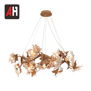 Lustre moderne en cuivre et aluminium en forme de feuille, taille et couleur personnalisables, ampoules <span class=keywords><strong>LED</strong></span> G9, éclairage intérieur à économie d'énergie, salon - Product Image 3