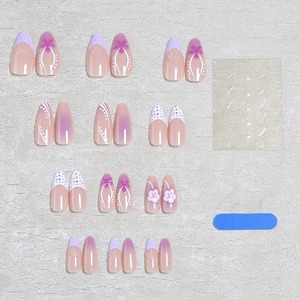 <span class=keywords><strong>Uñas</strong></span> Postizas K058 con Degradado Morado y Blanco, Diseño de Copo de Nieve, Estilo Francés, Reutilizables, Estética Invernal, ABS Premium, Venta al Por Mayor, Disponibles en Stock - Product Image 3