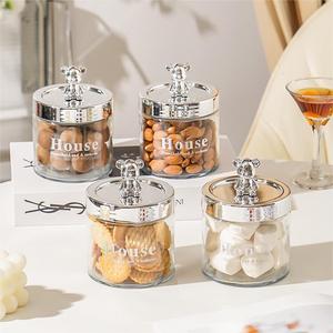 Venta caliente botella de almacenamiento de oso de lujo tarro de almacenamiento de vidrio de lujo ligero para el hogar para cereales gruesos de frutas secas y almacenamiento de alimentos - Product Image 1