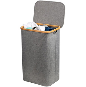 Cesto de Ropa Ecológico de Bambú con Tapa, Plegable, de Mimbre, para un Fácil Almacenamiento, con Asas Incluidas - Product Image 2