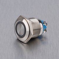 ABILKEEN 16mm interrupteur à bouton-poussoir tactile mini interrupteur d'alimentation étanche maintenu bouton-poussoir en métal autobloquant avec lumière LED