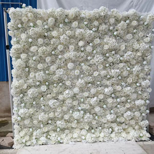 Panel de Pared Floral Enrollable Personalizado, Color Blanco Crema, con Plumas 3D, Flores y Mariposas, para Decoración de Bodas - Product Image 6