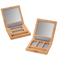 Palette de fard à paupières vide biodégradable écologique durable 3 surligneur d'ombrage fard à joues boîte d'emballage en bambou