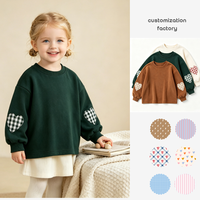 Sweat-shirt décontracté à col rond avec patchs en forme de cœur pour enfants, garçons et filles, tenue d'automne et d'hiver