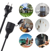 Câble d'alimentation CA en caoutchouc H05RR-F noir de 2 m, norme européenne VDE, 16 A, pour appareils électroménagers, indice de protection IP44, extrémité femelle 3 broches Schuko 250 V