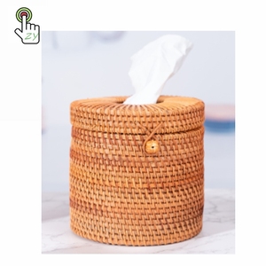 Vintage Napkin Holder Case Clutter Storage Container Cover Living Room Desk Decoration Rattan Tissue Box