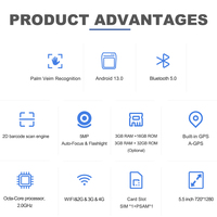 Z92P 2.0GHz Control de Acceso Biométrico por Vena de la Palma con SDK Gratuito, Pantalla Táctil, Bluetooth, USB, NFC para Clínica