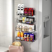 Lot de 4 porte-bocaux d'assaisonnement de cuisine pour réfrigérateur en métal, organisateur de porte-épices magnétique pour réfrigérateur