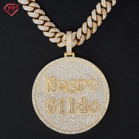 Pendentif Moissanite Rond Breloques Bijoux Hip-Hop Homme Argent 925 Bicolore VVS Iced Out Cercle Personnalisé