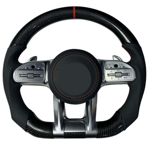 Volante Deportivo AMG de Fibra de Carbono y Cuero para <span class=keywords><strong>Mercedes</strong></span> Benz C <span class=keywords><strong>E</strong></span> S G GLE GLS GLC CLS W213 W222 W205 C63, Edición Nueva Mejorada - Product Image 4