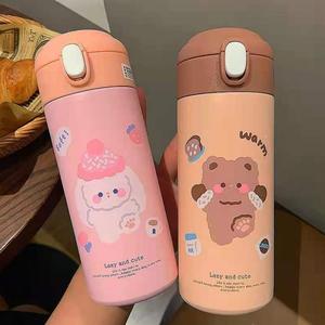 Cartoons Stainless Steel <b>Vacuum</b> Flask Coffee Tea Milk Travel Straw Cup Cute Bear Water Bottle Insulated - Product Image 3