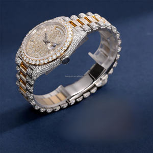 D Couleur VVS Moissanite Unisexe Montre Analogique Full Diamond Band 20mm Largeur Boîtier En Acier Inoxydable Classique Hommes Femmes Mouvement Eta - Product Image 3