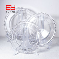 Vente en gros de plaques de verre de chargeur de perles dorées écologiques de 13 pouces verre de mariage transparent avec technique d'émail de couleur