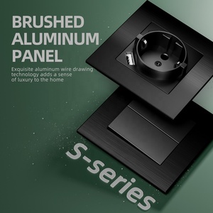 86*86 Mét S loạt Euro ổ cắm và thiết bị chuyển mạch Brushed khung nhôm Đức Ổ cắm ổ cắm với USB A + C 5V 2100mA - Product Image 2