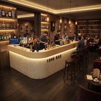 Comptoir de bar/caisse en bois moderne et minimaliste pour hôtel/restaurant/bistro, idéal pour la restauration, les maisons d'hôtes et les coins de réception.