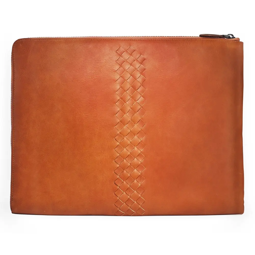 Luxury real leather woven workmanship tablet case for iPad pro 2020 12.9 cellular bag holder