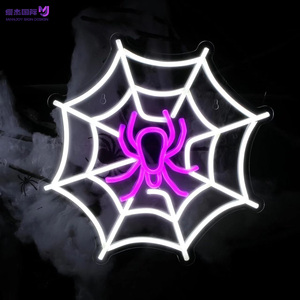 Letrero Luminoso de Neón con Diseño de Telaraña para Halloween, 13 Pulgadas, LED USB, Decoración de Pared para Hogar, Bar, <span class=keywords><strong>Casa</strong></span> Embrujada, Resistente al Agua, para Exteriores, Fiestas Infantiles, Personalizable - Product Image 1