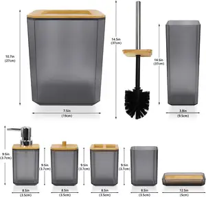 Nhựa với tre phụ kiện phòng tắm Set 7 piece Bath ensemble món ăn xà phòng Dispenser bàn chải đánh răng chủ Kit cho đồ gia dụng Quà Tặng