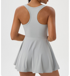 YIYI femmes Mini robes de Tennis jupe été sans manches une pièce entraînement U cou dos nageur barboteuse robe athlétique 2025 tenue - Product Image 5
